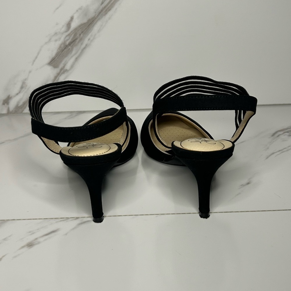Life Stride Black Heels with White Striped Straps Size 8 - Picture 5 of 8